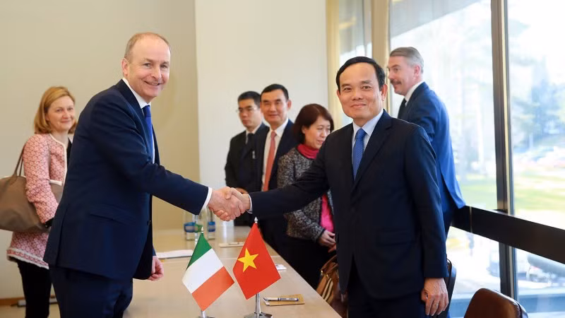 Phó Thủ tướng Trần Lưu Quang và Phó Thủ tướng, Bộ trưởng Ngoại giao và Quốc phòng Cộng hòa Ireland Michéal Martin. (Ảnh: baochinhphu.vn)
