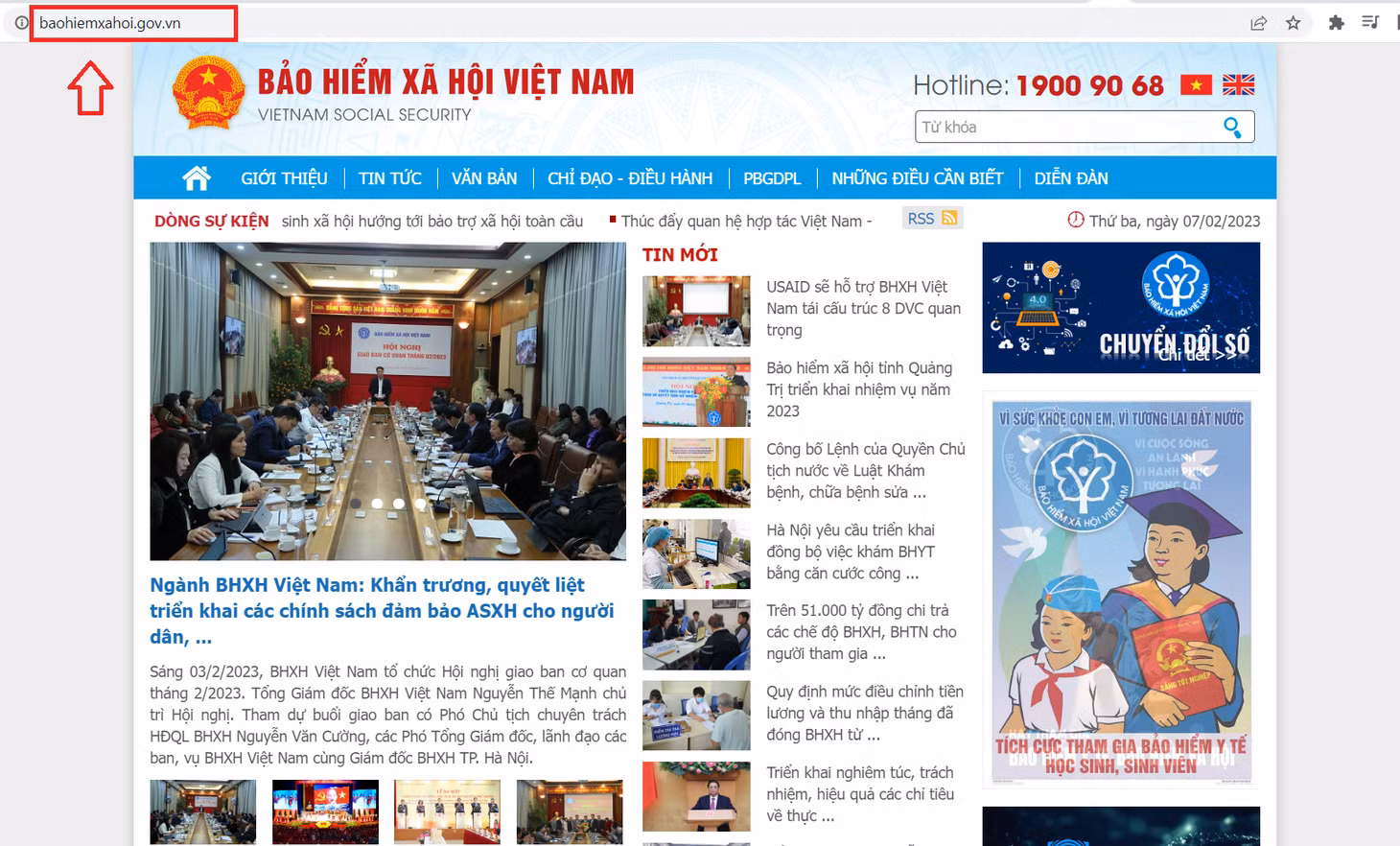 Vào đúng địa chỉ trang web của cơ quan BHXH Việt Nam