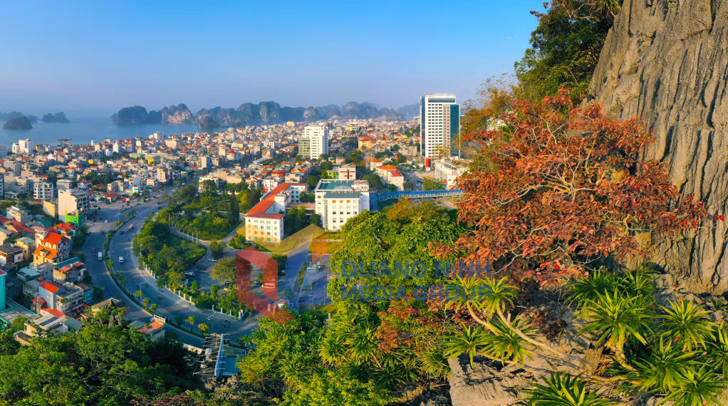 Màu lá đỏ trên các núi đá vôi. Ảnh Đỗ Giang
