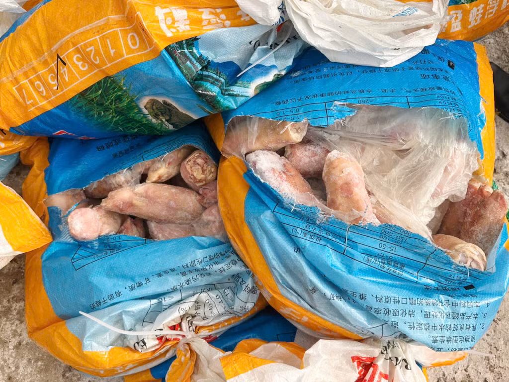 Số chân lợn đông lạnh không rõ nguồn ngốc bị lực lượng chức năng bắt giữ ngày 17/10/2025 tại phường Móng Cái 1.