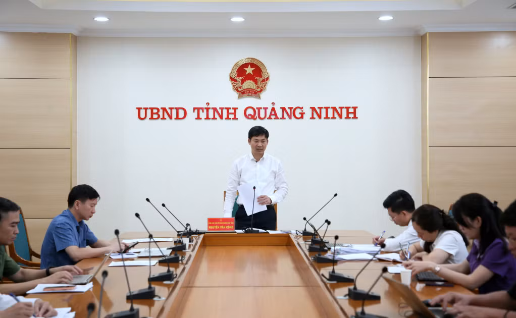 Đồng chí Nguyễn Văn Công, Phó Chủ tịch UBND tỉnh phát biểu kết luận cuộc họp.