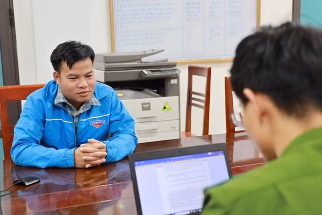Bị can Trần Đình Duy tại cơ quan công an. Ảnh: Cơ quan công an cung cấp