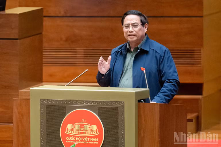 Thủ tướng Chính phủ Phạm Minh Chính phát biểu tại phiên thảo luận. (Ảnh: THỦY NGUYÊN)