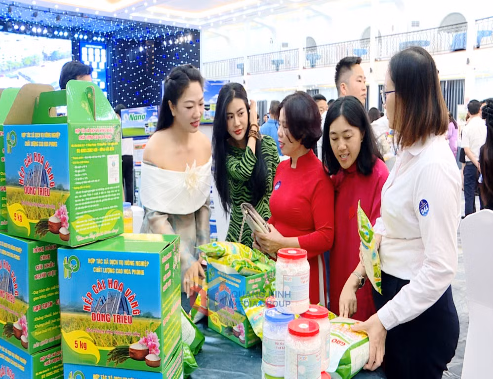 Các gian hàng sản phẩm, dịch vụ của các doanh nhân trẻ Quảng Ninh thu hút nhiều khách hàng, đối tác tham quan, tháng 5/2025. Ảnh Việt Hưng