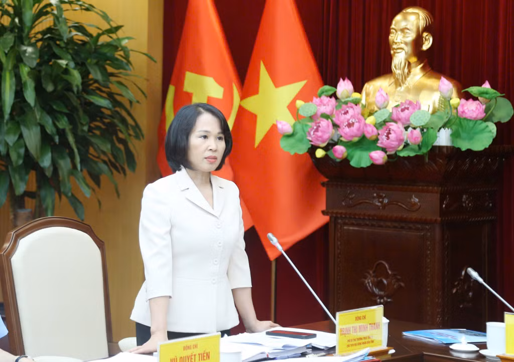Đồng chí Trịnh Thị Minh Thanh, Phó Bí thư Thường trực Tỉnh ủy, Chủ tịch HĐND tỉnh, phát biểu tại hội nghị.