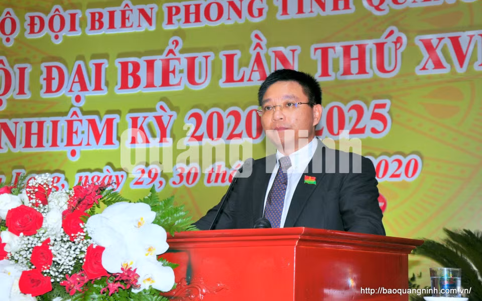 Chủ tịch UBND tỉnh Nguyễn Văn Thắng phát biểu tại Đại hội (6-2020). Ảnh: Minh Hà