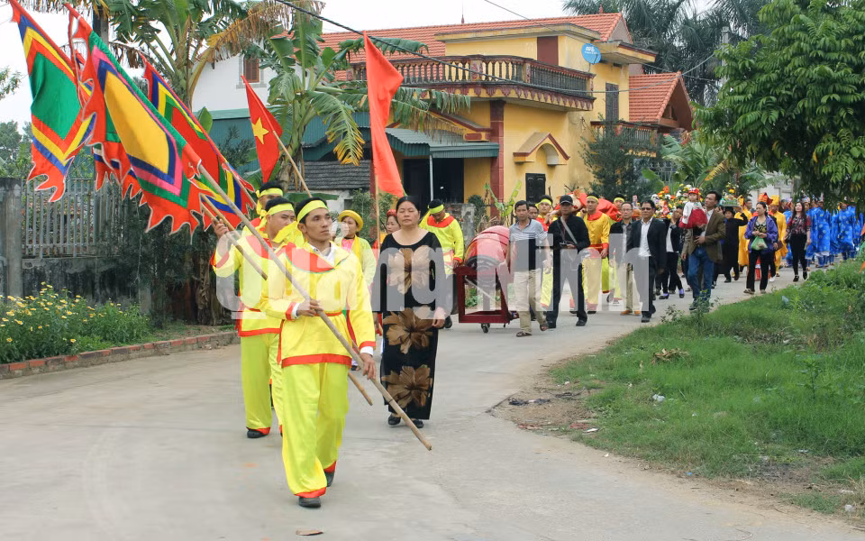 Các đoàn tế lễ trong ngày khai hội đình - chùa Hổ Lao (2-3-2018). Ảnh: Thu Trang (Trung tâm TT&amp;VH Đông Triều)