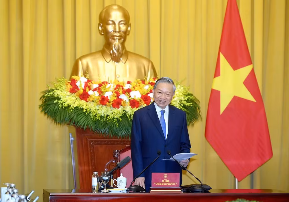 Tổng Bí thư, Chủ tịch nước Tô Lâm phát biểu giao nhiệm vụ cho các Đại sứ. (Ảnh: ĐĂNG KHOA)