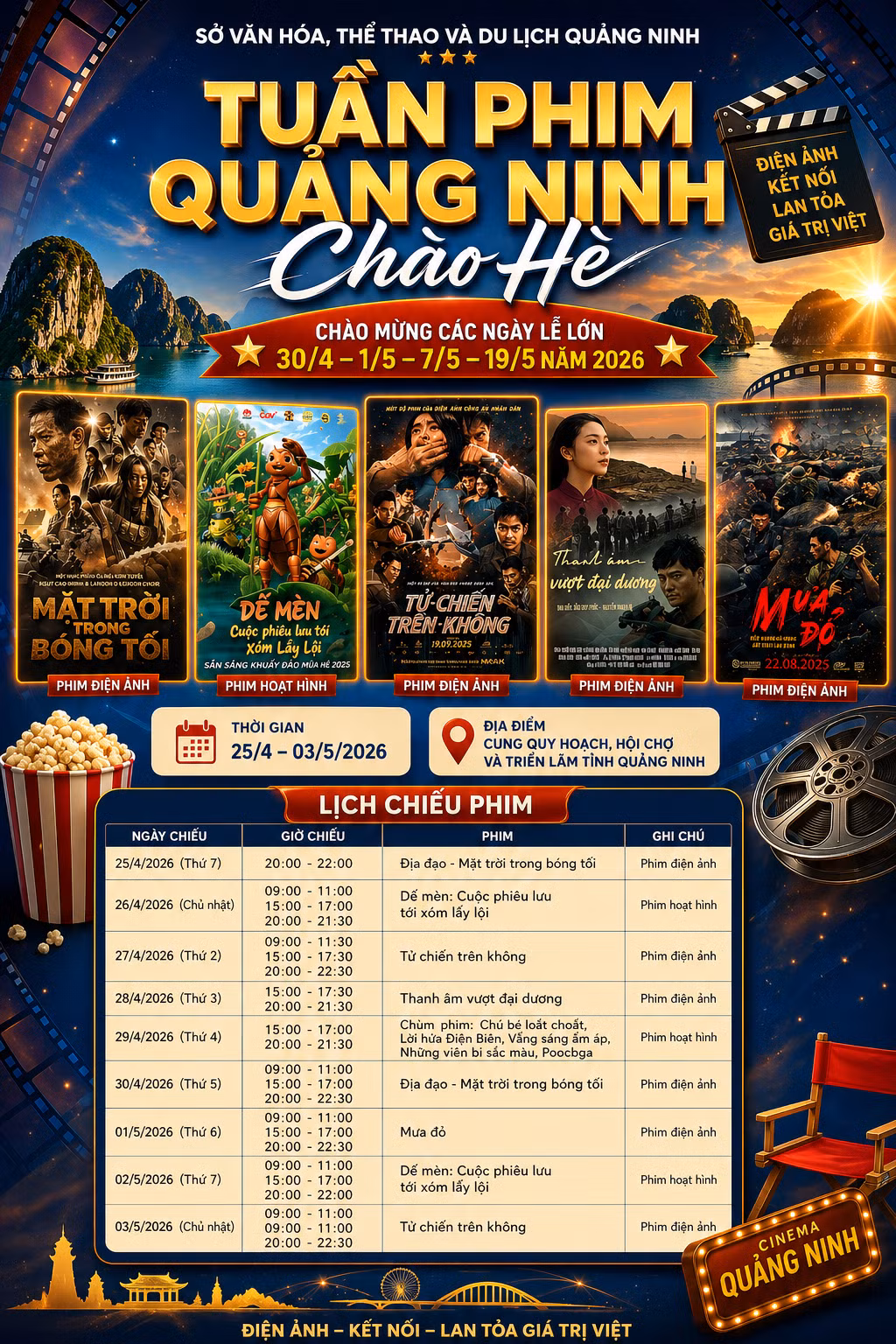 Lịch chiếu phim chi tiết.