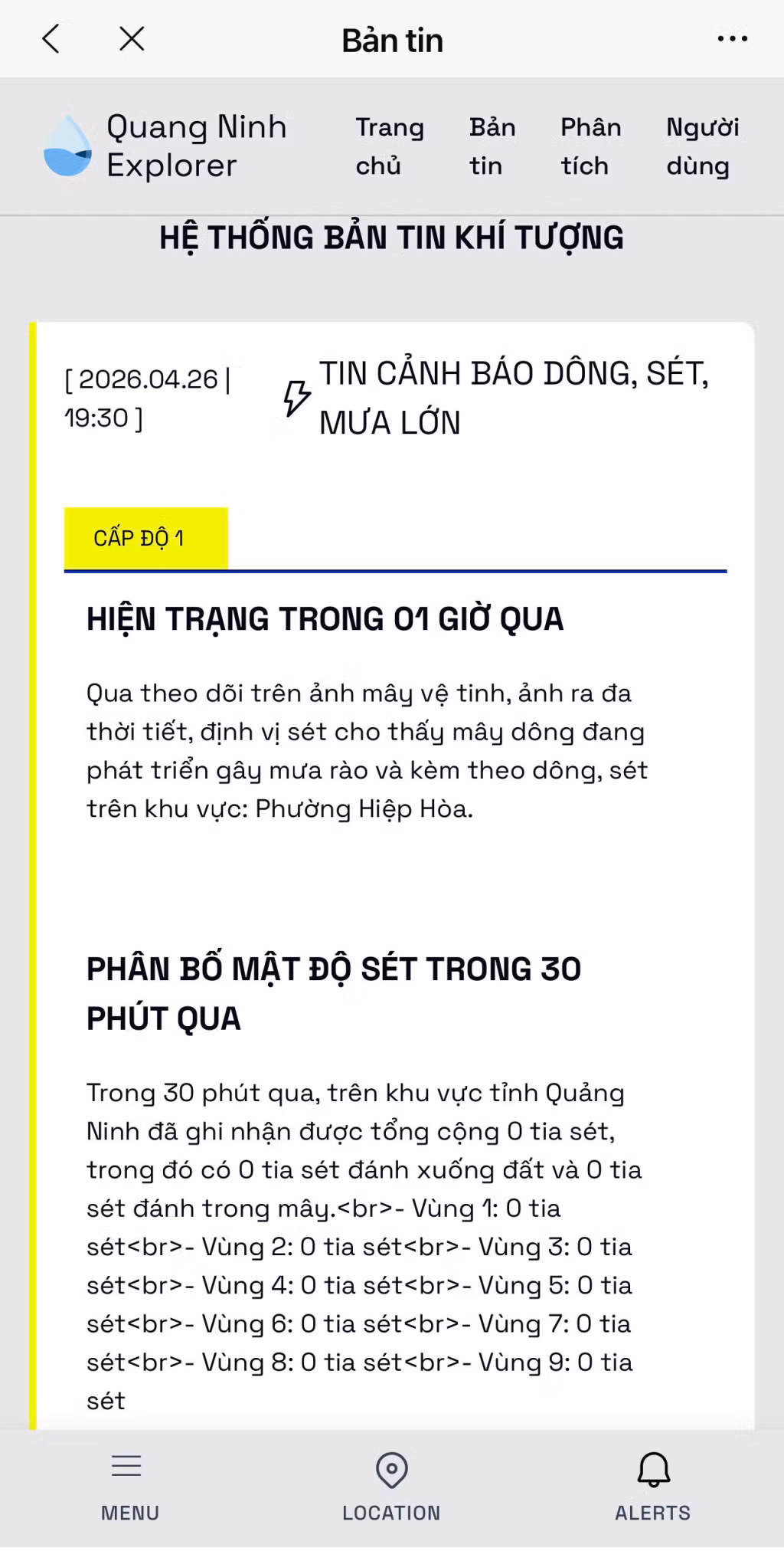 Hệ thống được tích hợp cảnh báo, dự báo theo các mốc thời gian thực.