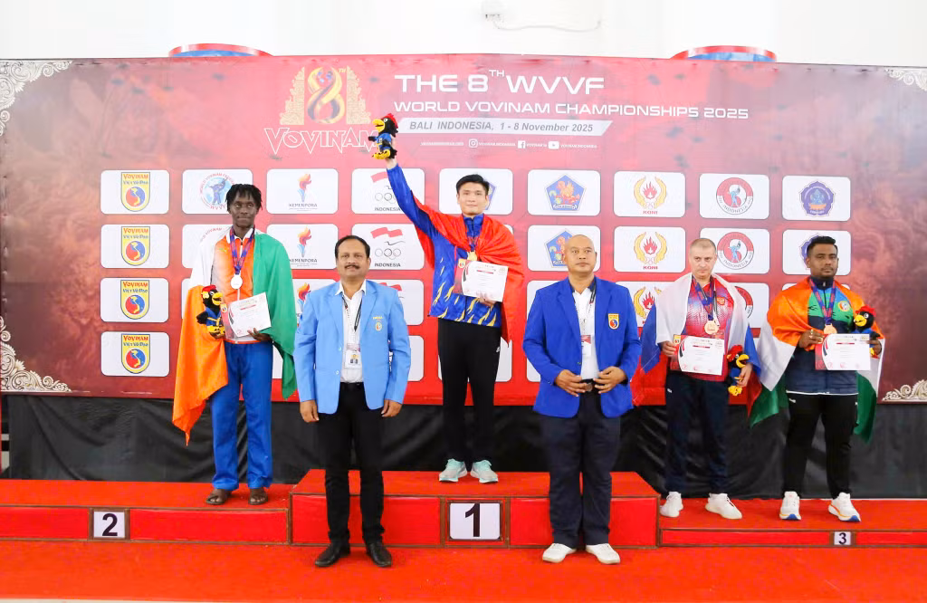 VĐV Nguyễn Hữu Toàn (Quảng Ninh) giành HCV tại Giải Vovinam thế giới năm 2025.