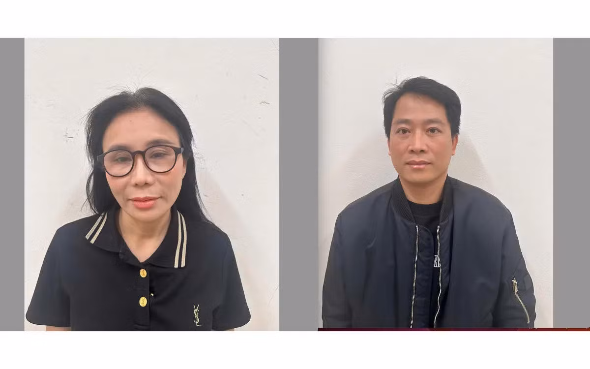 Phan Thị Mai (ngoài cùng bên trái) Giám đốc Công ty TNHH Thẩm mỹ viện Mailisa và chồng là Hoàng Kim Khánh, Tổng Giám đốc Công ty TNHH Sản xuất Thương mại Dịch vụ Xuất nhập khẩu MK Skincare . Ảnh: BCA