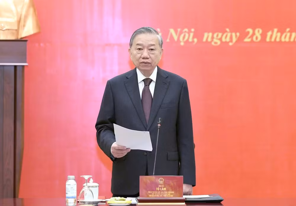 Tổng Bí thư, Chủ tịch nước Tô Lâm phát biểu tại phiên họp thứ nhất Hội đồng Quốc phòng và An ninh nhiệm kỳ 2026-2031. (Ảnh: DUY LINH)