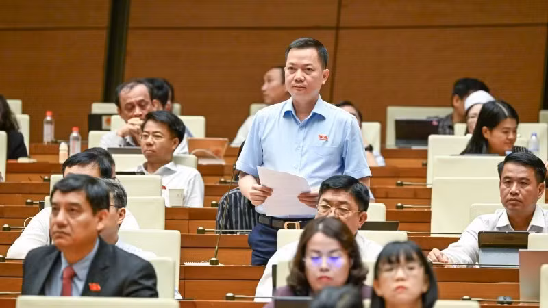 Đại biểu Trịnh Xuân An (Đoàn Đồng Nai) phát biểu tại hội trường. (Ảnh: DUY LINH)