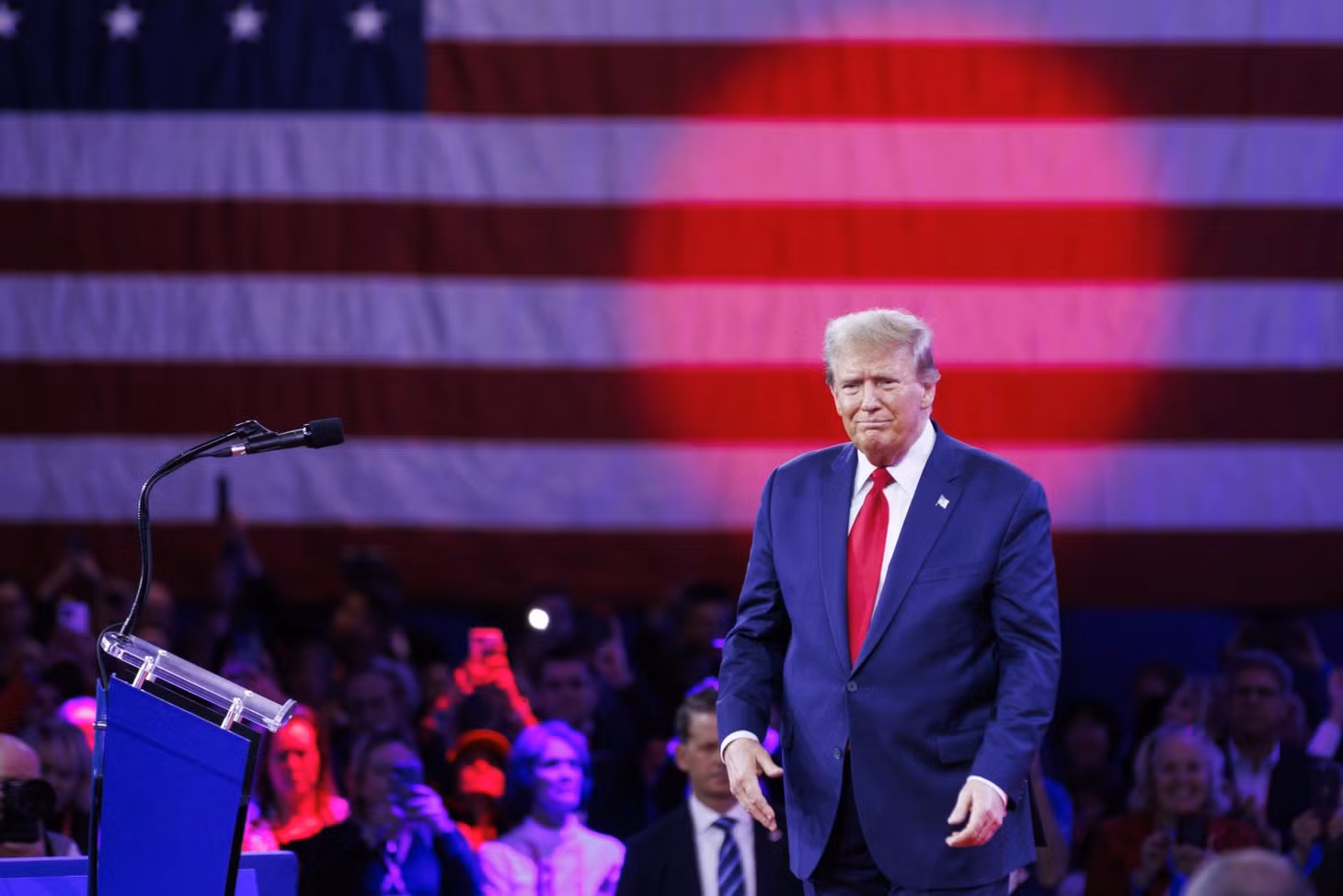 Ông Donald Trump phát biểu tại Maryland (Mỹ) ngày 24/2/2024. Ảnh: THX/TTXVN