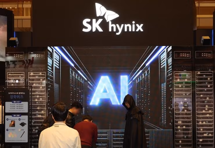 SK Hynix nắm bắt cơ hội từ thị trường AI bùng nổ và dẫn trước bộ phận chip của Samsung. Ảnh: Yonhap