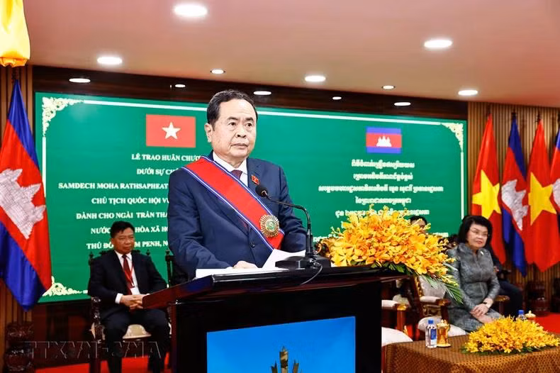 Chủ tịch Quốc hội Trần Thanh Mẫn phát biểu. Ảnh: Doãn Tấn – TTXVN