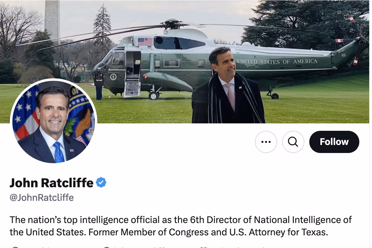 Với tư cách là thành viên Hạ viện, ông John Ratcliffe từng giúp theo đuổi các cuộc điều tra về Hunter Biden, con trai Tổng thống mãn nhiệm Joe Biden. Ảnh chụp màn hình: John Ratcliffe/X