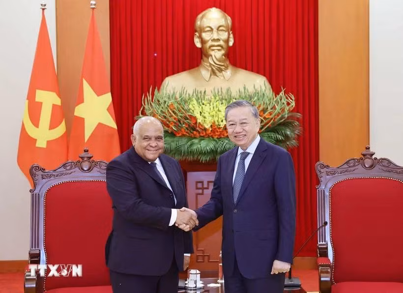 Tổng Bí thư Tô Lâm tiếp Đại sứ Cuba tại Việt Nam Orlando Nicolas Hernandez Guillen. (Ảnh: Thống Nhất/TTXVN)