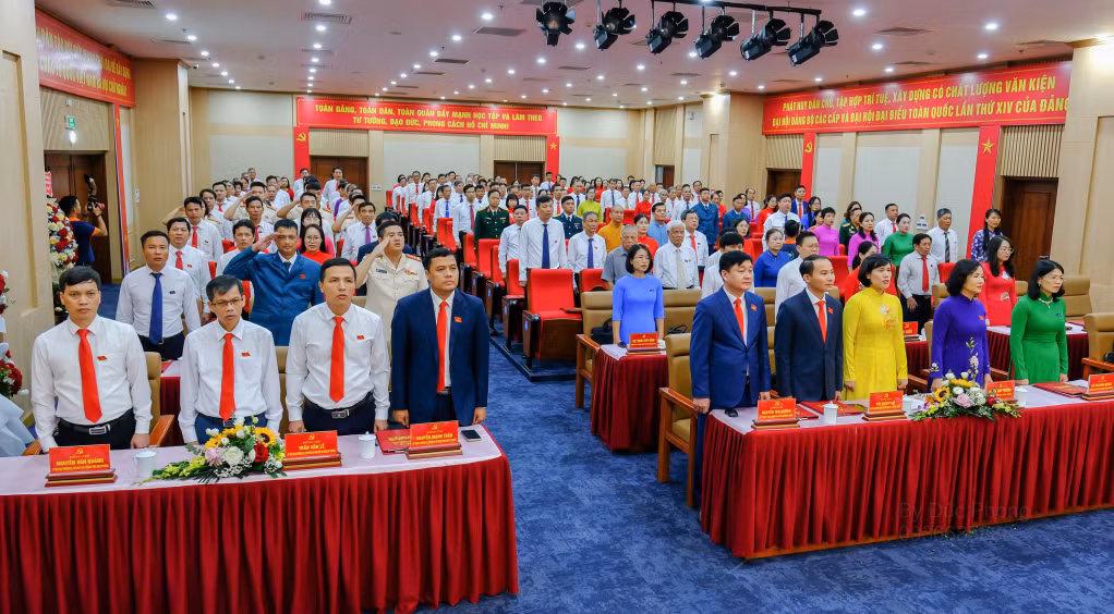 Các đại biểu thực hiện nghi thức chào cờ