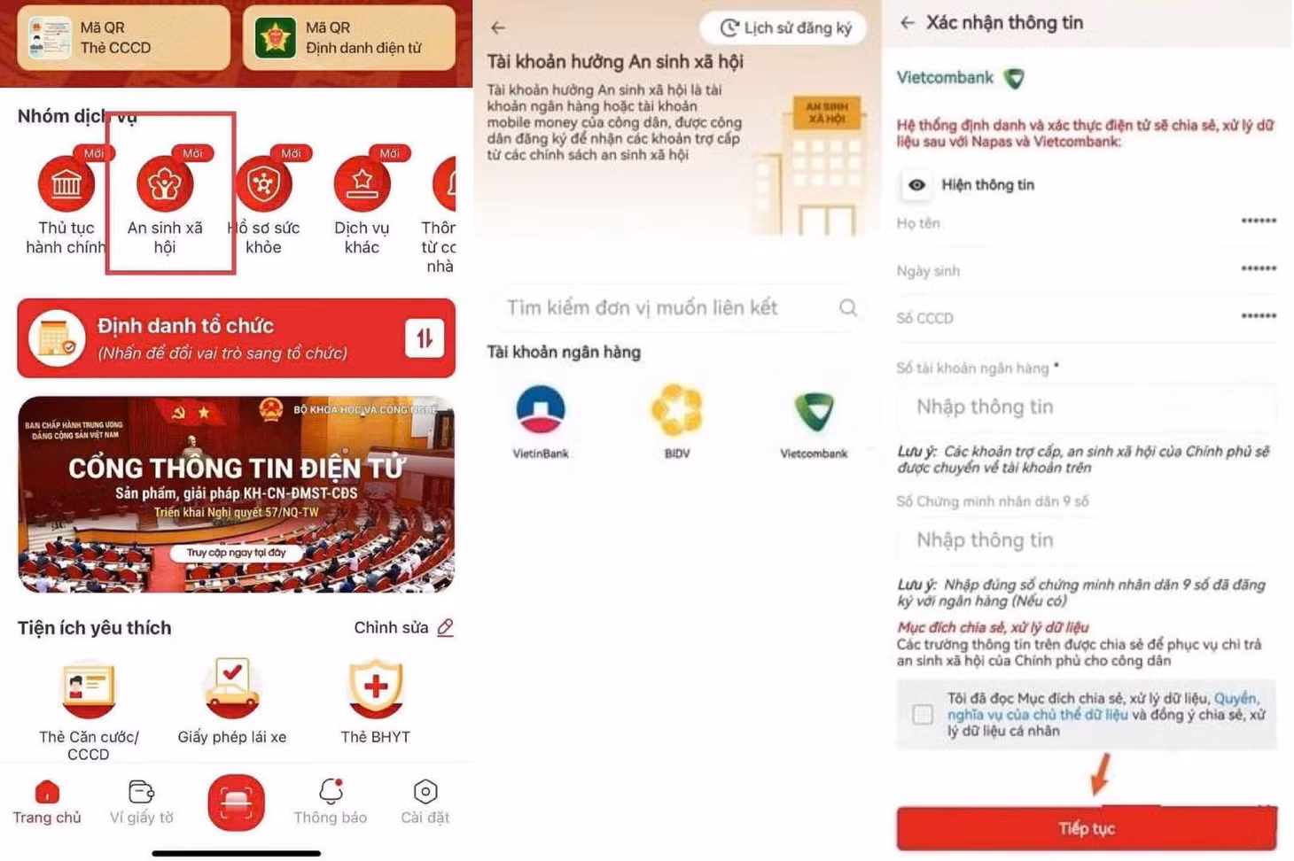 Các bước đăng ký tài khoản an sinh xã hội trên VNeID. Ảnh: Hương Nha