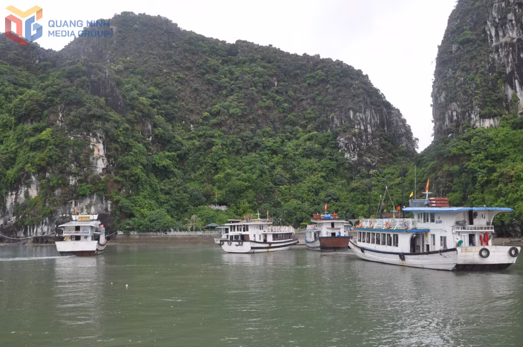 Việc đầu tư, nâng cao chất lượng tàu du lịch được Quảng Ninh quan tâm từ nhiều năm nay. Ảnh chụp tại khu vực hang Thiên Cung - Đầu Gỗ.