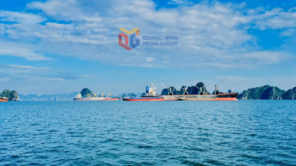 Hoạt động dịch vụ, logistics trên biển phường Cẩm Phả. Ảnh: Mạnh Trường