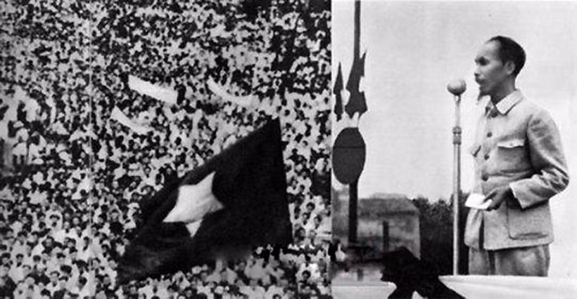 Ngày 2/9/1945, tại Quảng trường Ba Đình, Hà Nội, Chủ tịch Hồ Chí Minh đọc bản "Tuyên ngôn độc lập", khai sinh ra nước Việt Nam Dân chủ Cộng hòa. Ảnh tư liệu