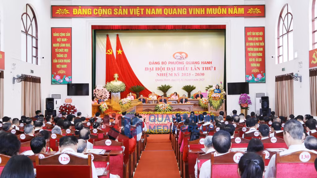Quang cảnh Đại hội đại biểu Đảng bộ phường Quang Hanh lần thứ I (8-2025). Ảnh: Nguyễn Thanh