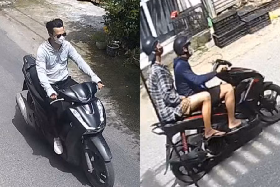 Hình ảnh các đối tượng khi đi cướp giật. Ảnh: Công an Hà Nội
