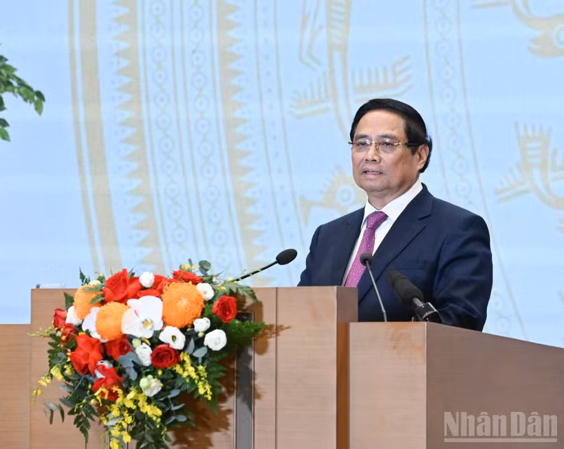 Thủ tướng Chính phủ Phạm Minh Chính phát biểu ý kiến tại hội nghị. (Ảnh: Trần Hải)