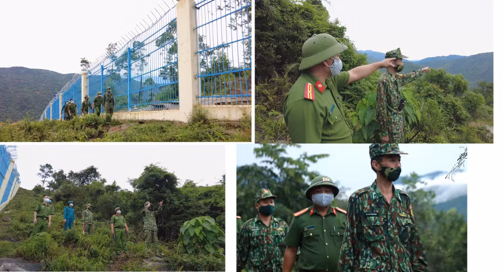 Thiếu tá Phùn Phúc Khường cùng các lực lượng tuần tra tại khu vực biên giới.