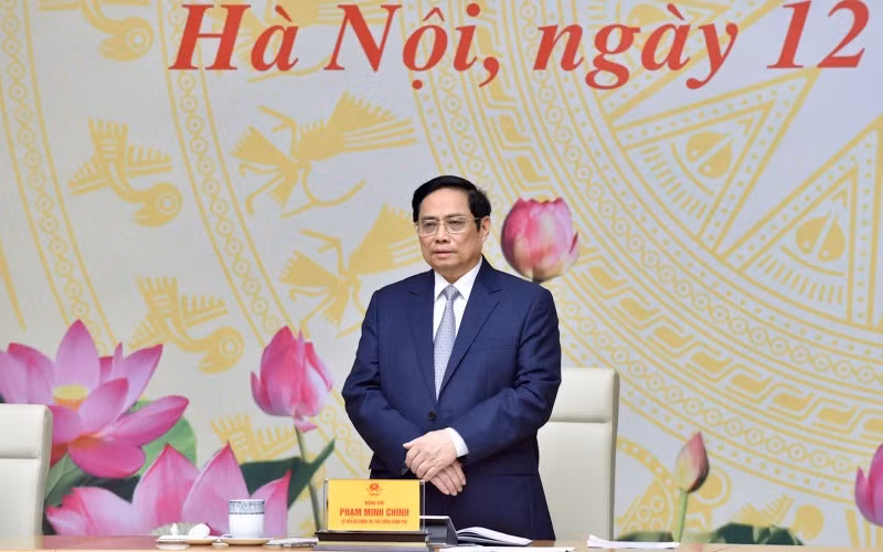 Thủ tướng Phạm Minh Chính phát biểu ý kiến tại buổi gặp mặt.