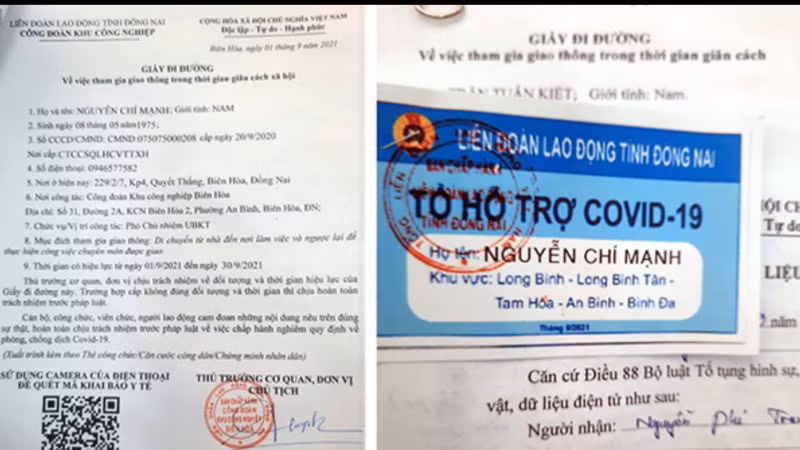 Những giấy tờ Mạnh làm giả.