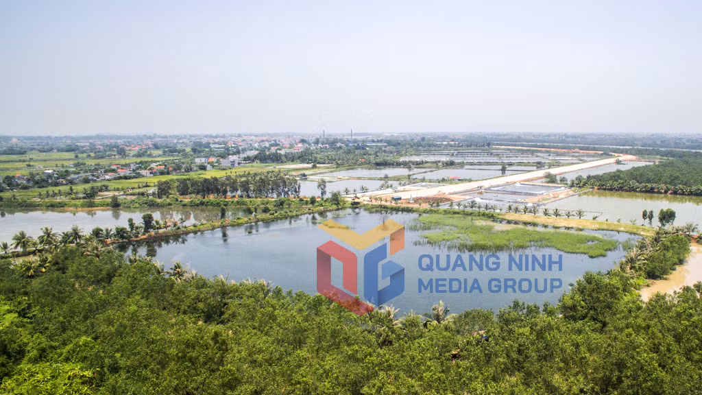 Đầm nuôi tôm, cá trên đảo Hà Nam (4-2020). Ảnh: Khánh Giang