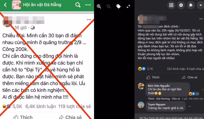 Hai phụ nữ U30 đăng thông tin "tìm 30 người đi đánh nhau" gây sốc nhằm mục đích câu like đã bị Công an mời lên làm việc và xử lý.