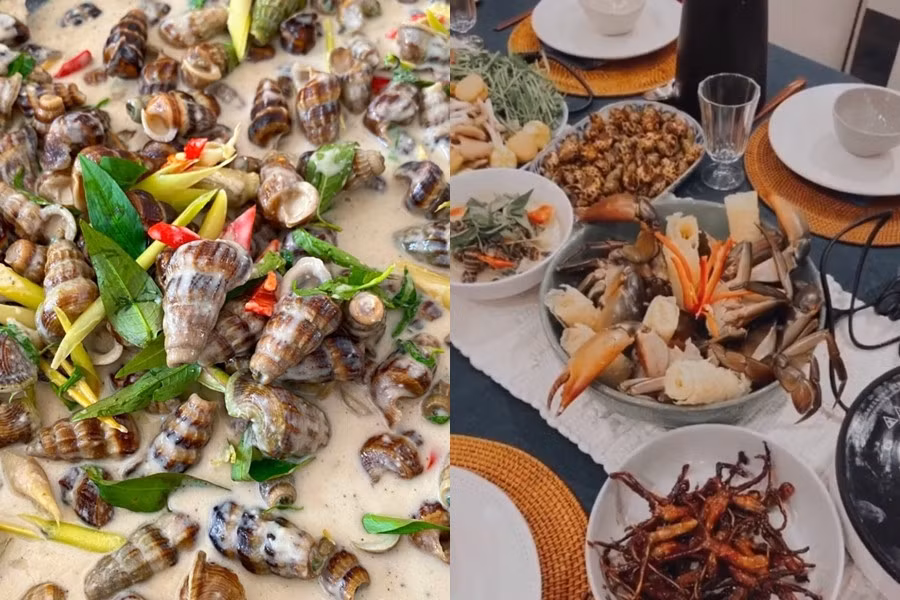 Tăng Thanh Hà vào bếp chuẩn bị mâm tiệc hải sản thịnh soạn tiếp đãi bạn bè.