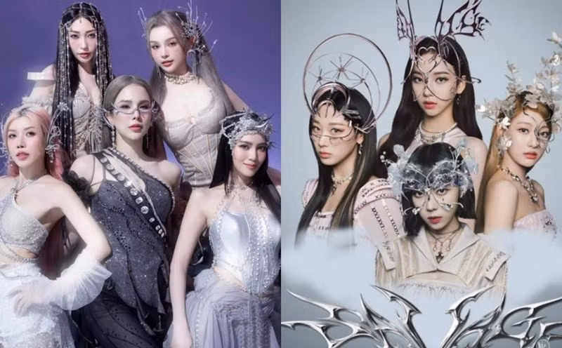 Ngay khi ra mắt, LUNAS đã vướng tranh cãi có tạo hình giống với nhóm nhạc Kpop - aespa. Ảnh: Chụp màn hình