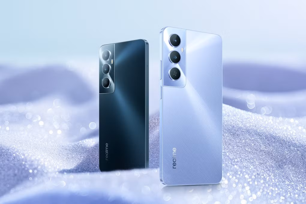 Realme C65 có ngoại hình vuông vức, cứng cáp (Ảnh: Realme).