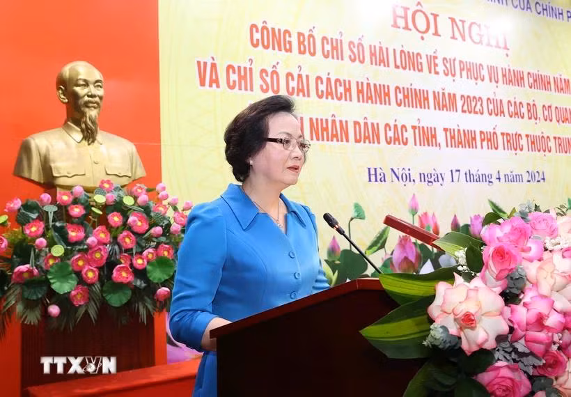 Bộ trưởng Bộ Nội vụ Phạm Thị Thanh Trà, Phó Trưởng ban Chỉ đạo cải cách hành chính của Chính phủ. (Ảnh: Văn Điệp/TTXVN)