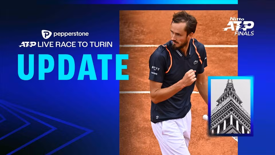 Medvedev đang dẫn đầu cuộc đua Pepperstone ATP Live Race To Turin. Ảnh: ATP Tour