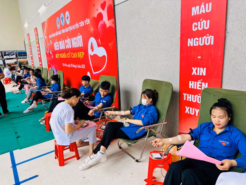 Tuổi trẻ Tiên Yên tích cực tham gia Chiến dịch hiến máu tình nguyện.
