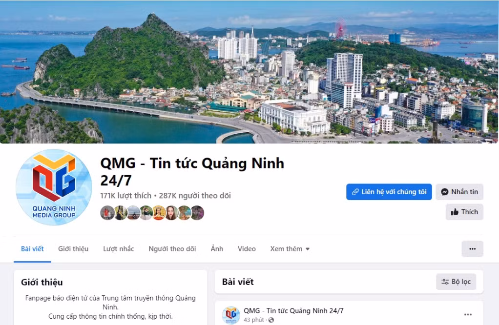 Fanpage QMG-Tin tức Quảng Ninh 24/7 của Trung tâm Truyền thông tỉnh hoạt động hiệu quả, có lượt người theo dõi cao.