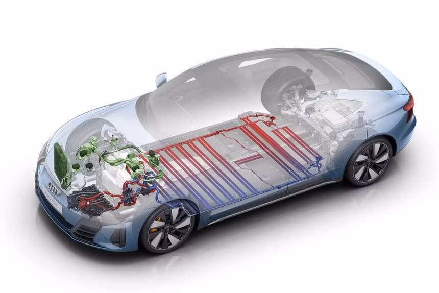Hệ thống quản lý nhiệt can thiệp vào toàn bộ quá trình làm mát của xe điện. Ảnh: Audi.