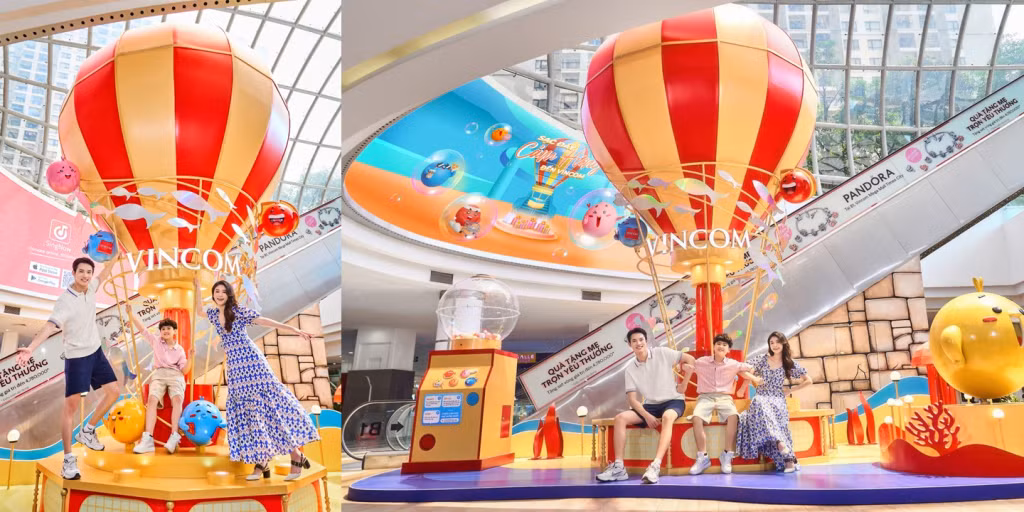 Khinh khí cầu khổng lồ chứa muôn vàn cảm xúc vui tươi tại Vincom Mega Mall Times City là điểm nhấn ấn tượng cho những pose check-in triệu like trên mạng xã hội.