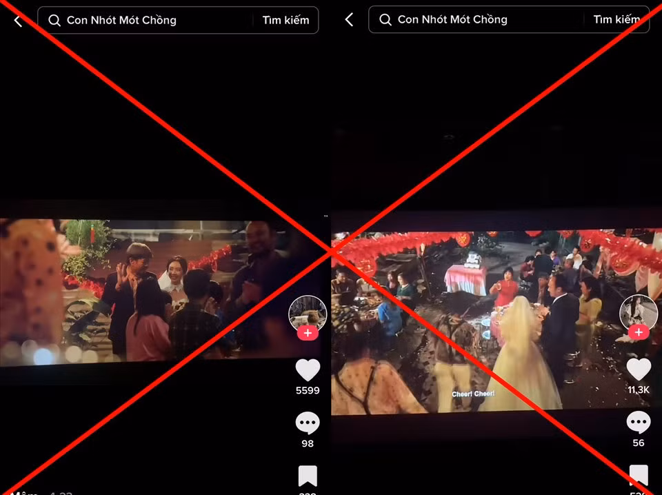 Tràn lan video về các cảnh trong phim Con nhót mót chồng trên TikTok. Ảnh chụp màn hình