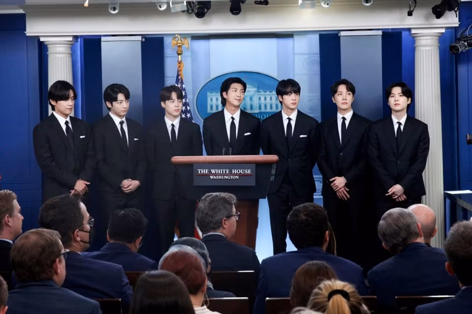 BTS phát biểu tại Nhà Trắng (Mỹ). Ảnh: Big Hit
