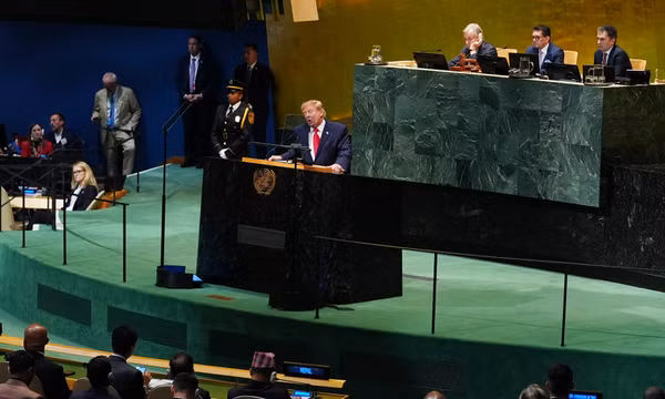 Tổng thống Mỹ Donald Trump phát biểu tại phiên họp Đại hội đồng Liên hợp quốc ở trụ sở chính vào thứ Ba, ngày 22/9/2026. Ảnh: AP