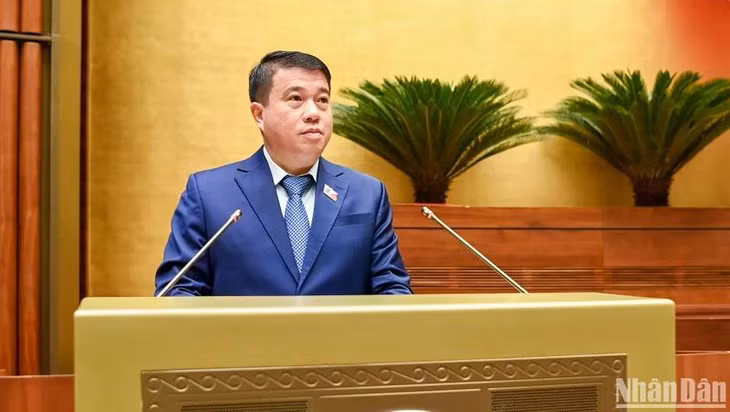 Chủ tịch Hội đồng Dân tộc của Quốc hội, Phó Trưởng Đoàn giám sát của Quốc hội Y Thanh Hà Niê Kđăm trình bày Báo cáo của Đoàn giám sát của Quốc hội về việc triển khai thực hiện các Nghị quyết của Quốc hội về các Chương trình mục tiêu quốc gia. (Ảnh: DUY LINH)