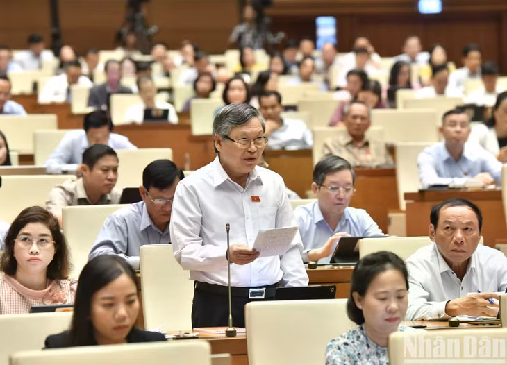 Đại biểu Tô Văn Tám (Kon Tum) phát biểu thảo luận. (Ảnh: ĐĂNG KHOA)